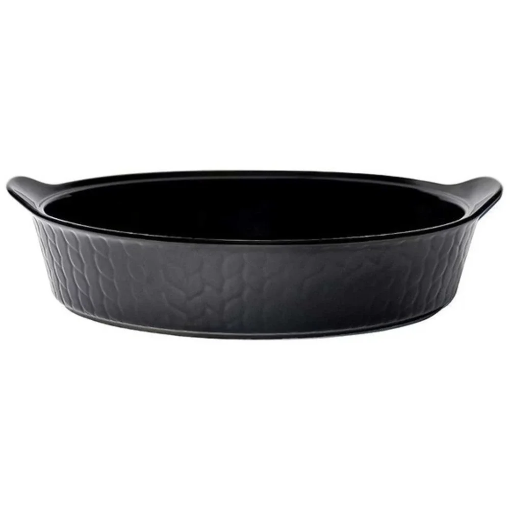 Temptations by Tara Carved Willow 4 Quart Oval Baker Baking Dish Black Oven Safe